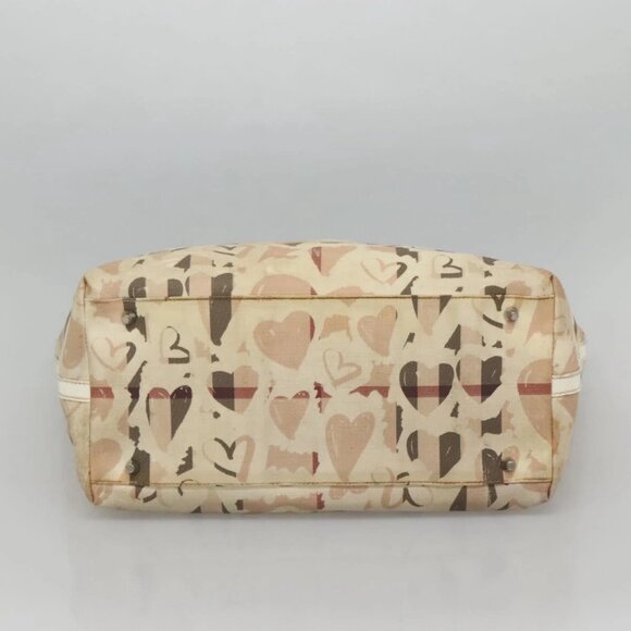 BURBERRY Nova Check Tote Bag PVC Ivory Silver Auth MX420 - Picture 7 of 16